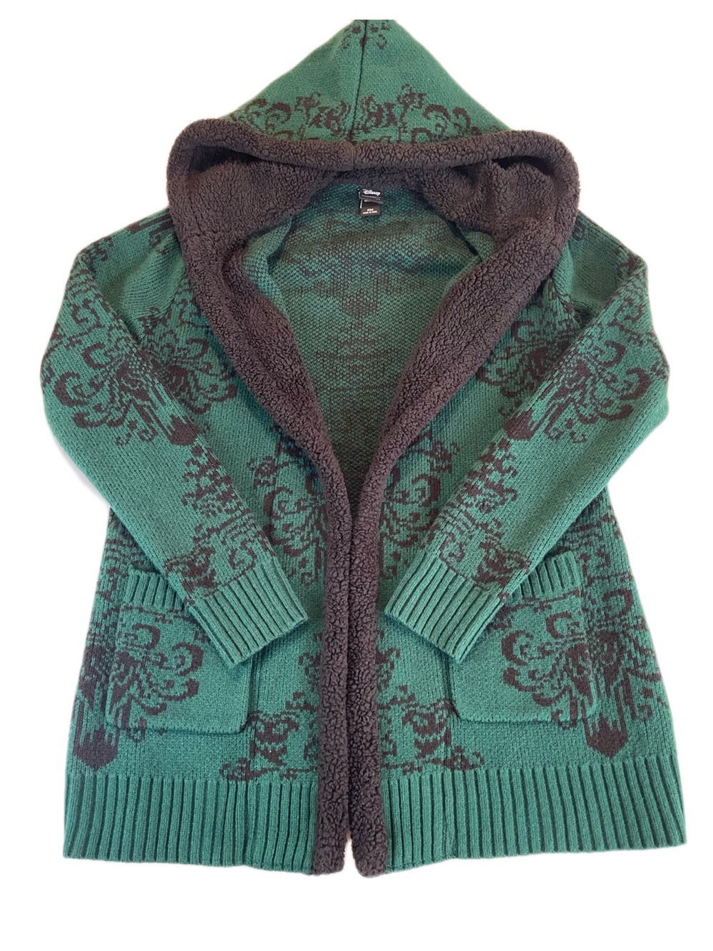 Her Universe Disney The Haunted Mansion Wallpaper Sherpa Women Open Cardigan SM